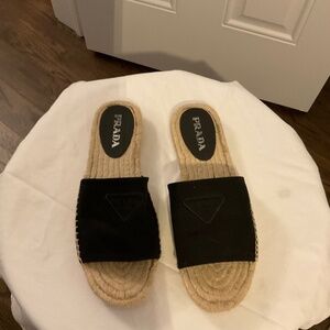 Prada Black Canvas Slides size 41